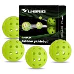 U-BRIO Pickleball Balls, 40 Holes Outdoor Pickleball Balls Green 4 Pack High Bounce Stable Trajectory Stylish Durable Crack-Resistant Pickleballs.