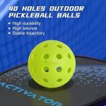 U-BRIO Pickleball Balls, 40 Holes Outdoor Pickleball Balls Green 4 Pack High Bounce Stable Trajectory Stylish Durable Crack-Resistant Pickleballs.