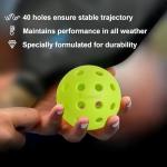 U-BRIO Pickleball Balls, 40 Holes Outdoor Pickleball Balls Green 4 Pack High Bounce Stable Trajectory Stylish Durable Crack-Resistant Pickleballs.