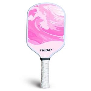 Friday Pickleball Paddle, USA Pickleball Approved, Durable Carbon Fiber, Thermoformed Unibody Design, Honeycomb Core, Gritty Surface for Spin (Cotton Candy)