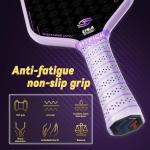 Pickleball Paddles, 18K Raw Carbon Fiber Pickleball Paddle High Grit & Spin with PP Honeycomb Core 16mm Thickness and Thermoformed Elongated Shape, Increased Power for Ultimate Spin & Consistency