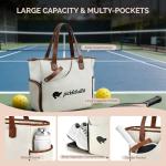 Orelaventino Pickle Ball Bag, Pickleball Tote Bag for Women Men with Paddle Cover Pocket Holds 2-4 Rackets, Pickleball Bags with Shoe Compartment, Pickleball Gifts, Water-Resistant & Lightweight