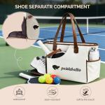 Orelaventino Pickle Ball Bag, Pickleball Tote Bag for Women Men with Paddle Cover Pocket Holds 2-4 Rackets, Pickleball Bags with Shoe Compartment, Pickleball Gifts, Water-Resistant & Lightweight