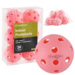Eliwdshen Indoor Pickleball Balls|Crack-Resistant| 26 Holes | 6Pack| Racket Meets USAPA Standards| High Bounce Durable Practice Pickle Ball for Beginner Intermediate Player|Light Pink