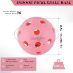 Eliwdshen Indoor Pickleball Balls|Crack-Resistant| 26 Holes | 6Pack| Racket Meets USAPA Standards| High Bounce Durable Practice Pickle Ball for Beginner Intermediate Player|Light Pink