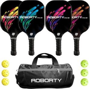 Pickleball Paddle Set with 4 Paddles & Balls