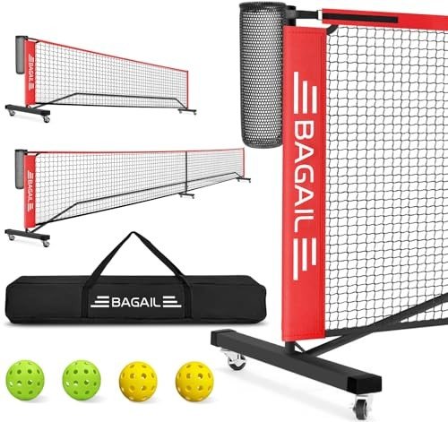 Portable Pickleball Net Set with Wheels and Bag