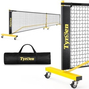Portable Pickleball Net System with Wheels and Balls