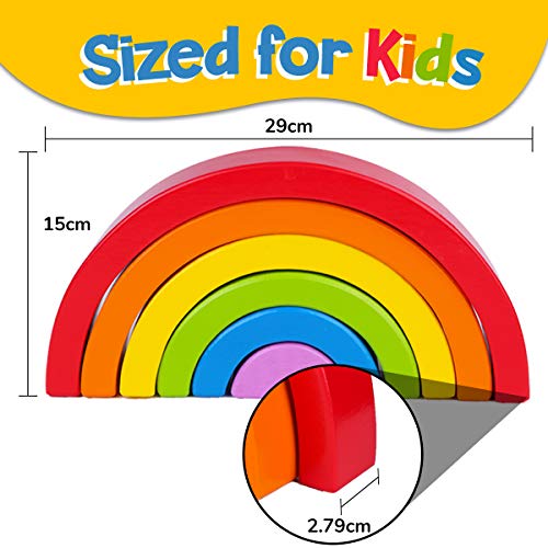 Colorful Wooden Rainbow Stacker Puzzle Blocks