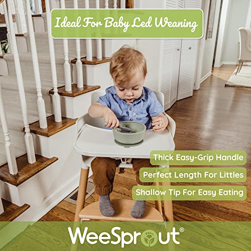 WeeSprout Baby Spoons - Soft Silicone, Easy Grip, 3 Pack