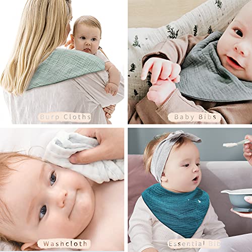 Konssy 10 Pack Cotton Muslin Baby Bibs