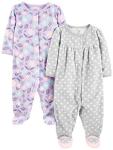 Carter's Baby Girl Fleece Footed Sleepers, 2-Pack