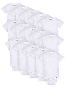 Gerber Baby 15 Piece Onesies Bodysuit Multi Size Pack, White, (0-3M, 3-6M, 6-9M)