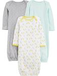 Simple Joys Kid's 3 pack cotton sleeper gowns Sleepwear, Grey/White, Newborn