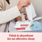 Huggies Simply Clean Unscented Baby Diaper Wipes, 3 Flip-Top Packs (192 Wipes Total), Packaging May Vary