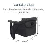 Inglesina Fast Table Chair, Black - Portable Baby High Chair - for Babies & Toddlers up to 37 lbs - Collapsible Design - Fits Tables 0.8'' to 3.5'' Thick - Compact & Easy to Use - Travel Bag Included