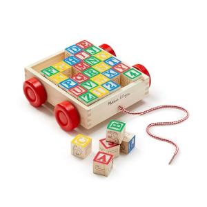 Melissa & Doug Classic ABC Wooden Block Cart Educational Toy with 30 1-Inch Solid Wood Blocks, Multicolor