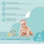 Spasilk Baby Washcloth Wipes Set for Newborn Boys and Girls, Soft Terry Washcloth Set, Pack of 10, Yellow Lines