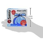 Sassy 100 Count Disposable Diaper Sacks, Powder Scented, 4-25 Sacks per Roll, Easy-to-Tie, Diaper Disposal or Pet Waste Bags