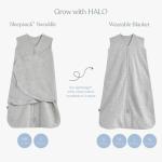 HALO 100% Cotton Sleepsack Swaddle, 3-Way Adjustable Wearable Blanket, TOG 1.5, Baby Blue, Newborn, 0-3 Months