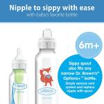 Dr. Brown's Milestones Narrow Sippy Bottle, 100% Silicone Soft Sippy Spout, 8oz/250mL, 6m+, Fox & Lion, 2 Pack