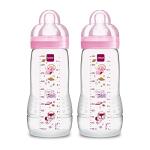 MAM Easy Active Baby Bottles 11oz, Fast Flow Skinsoft Silicone Nipple with Wide Neck Ergonomic Design, Easy to Hold, BPA-Free, Bottles with Leak-Proof Caps for 4+ Months Baby