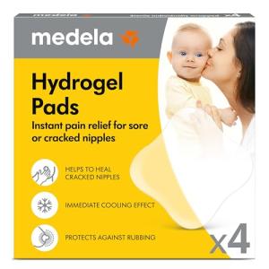 Medela Hydrogel Pads, Instant Pain Relief for Cracked or Sore Nipples from Breastfeeding and Pumping, Cooling Moisture Supports Natural Healing, Pack of 4
