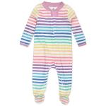 HonestBaby Baby Girls Play Footed Pajamas One-piece Jumpsuit Zip-front Pjs 100% Organic Cotton For And Toddler Sleepers, Rainbow Stripe, 6-9 Months US