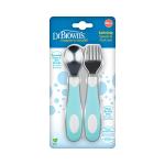 Dr. Brown's Designed to Nourish Soft-Grip Spoon and Fork Set,Teal