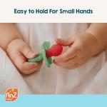 RaZbaby RaZberry Silicone Teether Pacifier – Teething Relief for Infants, Food-Grade, BPA-Free, Hands-Free Design, Natural Berrybumps Fruit Texture for Sensory Development, Freezable – Red