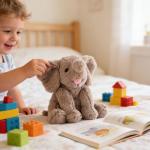 Hopearl Adorable Plush Calf Elephant Toy Floppy Elephish Ultra Soft Stuffed Animal for Boys Girls Kids Toddlers, Gray, 9''