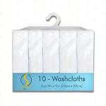 Spasilk Washcloth Wipes Set for Newborn Boys and Girls, Soft Terry Washcloth Set, Pack of 10, White, (010-WTE)