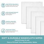 Spasilk Washcloth Wipes Set for Newborn Boys and Girls, Soft Terry Washcloth Set, Pack of 10, White, (010-WTE)
