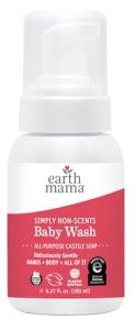Earth Mama Simply Non-Scents Baby Wash Foaming Hand Soap, Organic All--Purpose Fragrance Free Body Wash for Sensitive Skin, Castile Soap with Coconut Oil, Shea Butter, Calendula, & Aloe, 5.3 fl oz