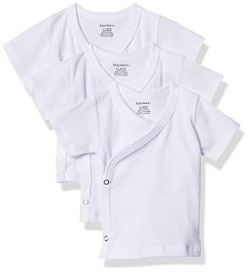 Gerber Baby Girls 3-Pack Short-Sleeve Side-snap Shirt Infant and Toddler Hoodies, White, 0-3 Months US