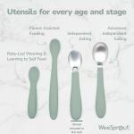 WeeSprout Toddler Utensils, 3 Forks & 3 Spoons, 18/8 Stainless Steel & Food Grade Silicone, Thick Easy-Grip Handles, Perfect Length For New Self Feeders, Gentle On Gums & Teeth, Dishwasher Safe