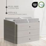 Organic Cotton Contoured Baby Changing Pad w/Waterproof Foam Mattress, Includes Soft, Removable & Washable Cover, Safety Strap, Non-Slip Bottom, Topper for Standard Size Infant Diaper Table & Dresser