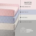 Organic Cotton Contoured Baby Changing Pad w/Waterproof Foam Mattress, Includes Soft, Removable & Washable Cover, Safety Strap, Non-Slip Bottom, Topper for Standard Size Infant Diaper Table & Dresser