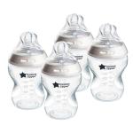 Tommee Tippee Natural Start Anti-Colic 9 oz BPA Free Baby Bottles, 0+ Months, Slow Flow Breast-Like Nipple, Self Sterilizing, Designed for Seamless Transition Between Bottle & Breast, Clear, Pack of 4