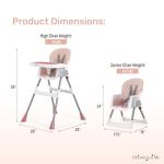 Dream On Me TableTalk 2-in-1 High Chair for Baby & Toddler – Convertible High Chair to Junior Chair, Removable Padded Seat, Dual Dishwasher-Safe Trays, Styrdy Steel Frame, Quick Folding Design – Pink