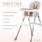 Dream On Me TableTalk 2-in-1 High Chair for Baby & Toddler – Convertible High Chair to Junior Chair, Removable Padded Seat, Dual Dishwasher-Safe Trays, Styrdy Steel Frame, Quick Folding Design – Pink