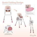 Dream On Me TableTalk 2-in-1 High Chair for Baby & Toddler – Convertible High Chair to Junior Chair, Removable Padded Seat, Dual Dishwasher-Safe Trays, Styrdy Steel Frame, Quick Folding Design – Pink