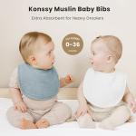 Konssy Muslin Baby Bibs 8 Pack Baby Bandana Drool Bibs Cotton for Unisex Boys and Girls, Soft Absorbent Set for Teething and Drooling