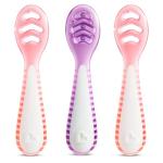 Munchkin® Gentle Dip™ Baby Spoons for Self Feeding and Baby Led Weaning, 3 Pack, Pink/Purple