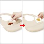 PandaEar 3 Pack Waterproof Silicone Baby Bibs| Super Thin Light Weight Feeding Bib with Food Catcher Pocket for Toddler (Walnut&Linen&Brown)