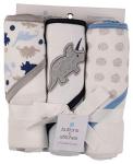 Buttons and Stitches Baby Boys 3 Pack Infant Hooded Towel, Triceratops Prints (GS71365)