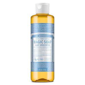 Dr. Bronner's Pure-Castile Magic Liquid Soap (Baby Unscented, 8 Ounce)- Made with Regenerative Organic Certified Oils, For Face, Body Wash, Baby Soap, Sensitive Skin, No Added Fragrance, Vegan