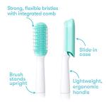 Frida Baby Detangling Hairbrush for Thick or Curly Hair, Toddler Hairbrush, Detangler Brush for Kids, Wide-Tooth Comb & Bristle Combo, Loosens Knots Without Tears or Breakage, Wet or Dry Use, Teal