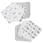 Spasilk Washcloth Wipes Set for Newborn Boys and Girls, Soft Terry Washcloth Set, Pack of 10, Gray Celestial