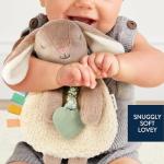Itzy Ritzy - Itzy Lovey Including Teether - Baby Lovey with Teether, Textured Ribbons & Dangle Arms - Features Crinkle Sound, Sherpa Fabric and Minky Plush (Taupe Bunny)